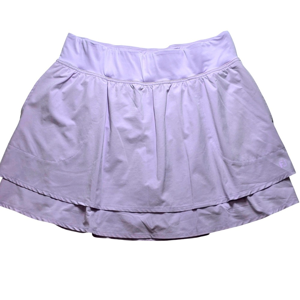 FootJoy Women's Size XL Golf Skort Lavender Woven Layered Ruffle Built-In Shorts